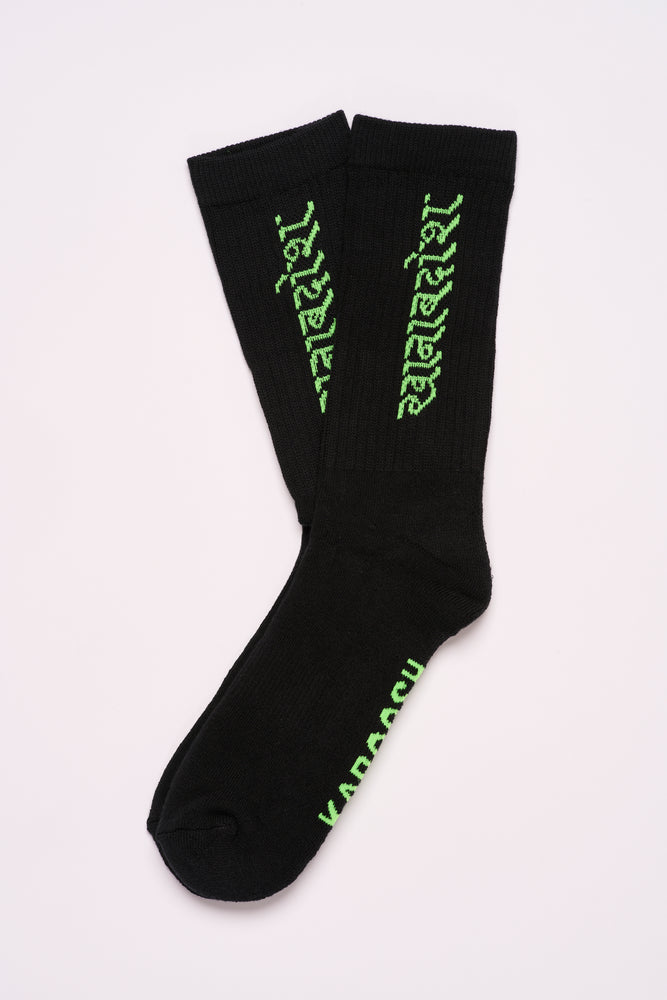 Load image into Gallery viewer, Socks - Hindi - Black and neon green - one size - Unisex